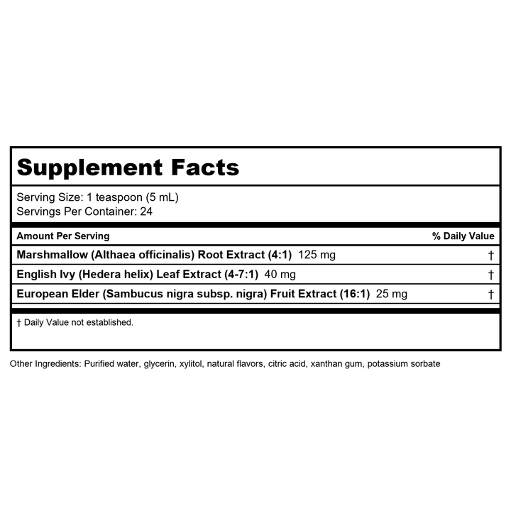 Genestra English Ivy Syrup 4 oz - Supplement Facts panel