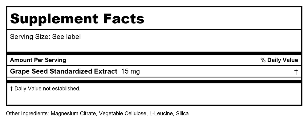 D'Adamo Attentia 60 Vcaps - Supplement Facts panel