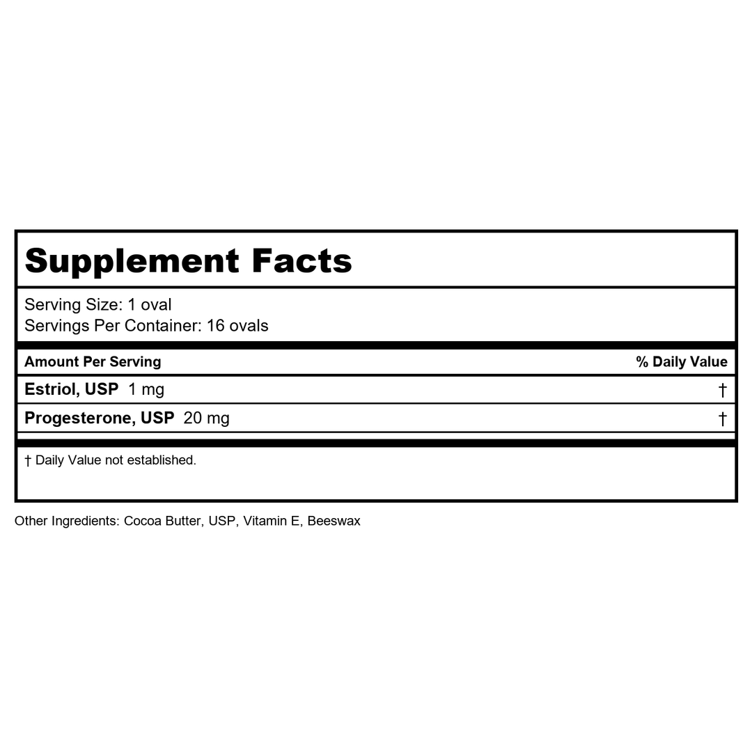 Bezwecken PG Ovals Hydrating Suppositories 16 Ovals - Supplement Facts panel