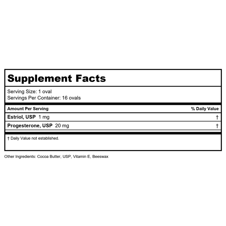 Bezwecken PG Ovals Hydrating Suppositories 16 Ovals - Supplement Facts panel