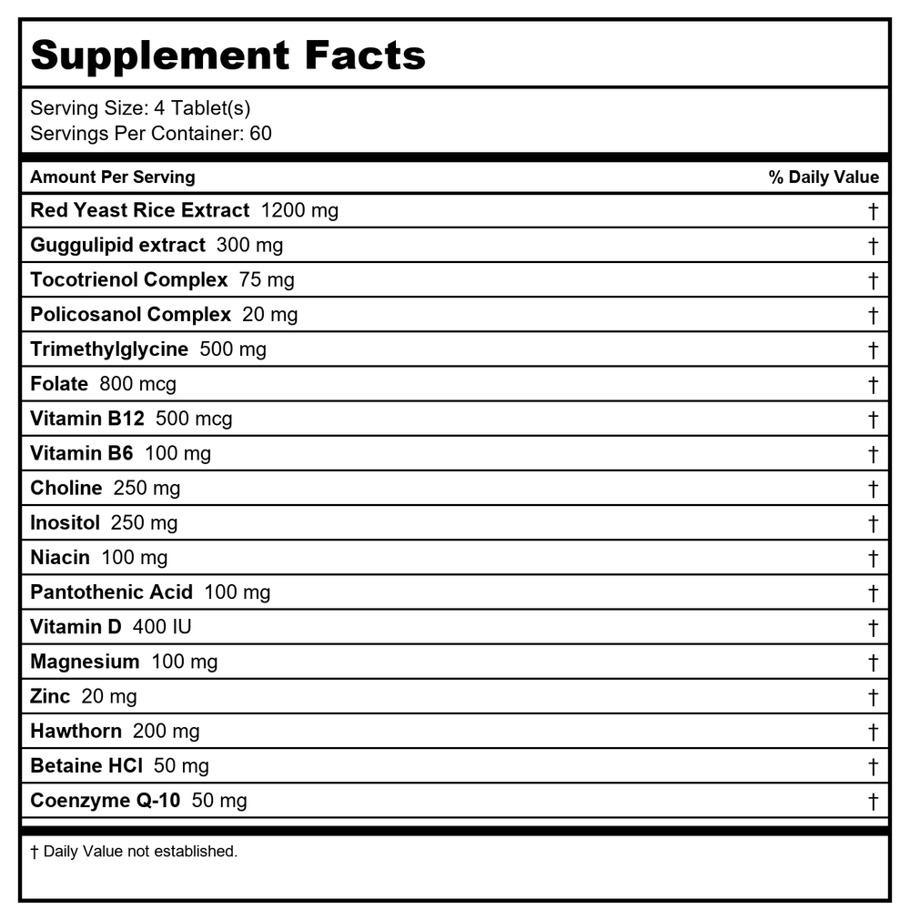 Biospec Cholesterol Complete 240 Tablets - Supplement Facts panel