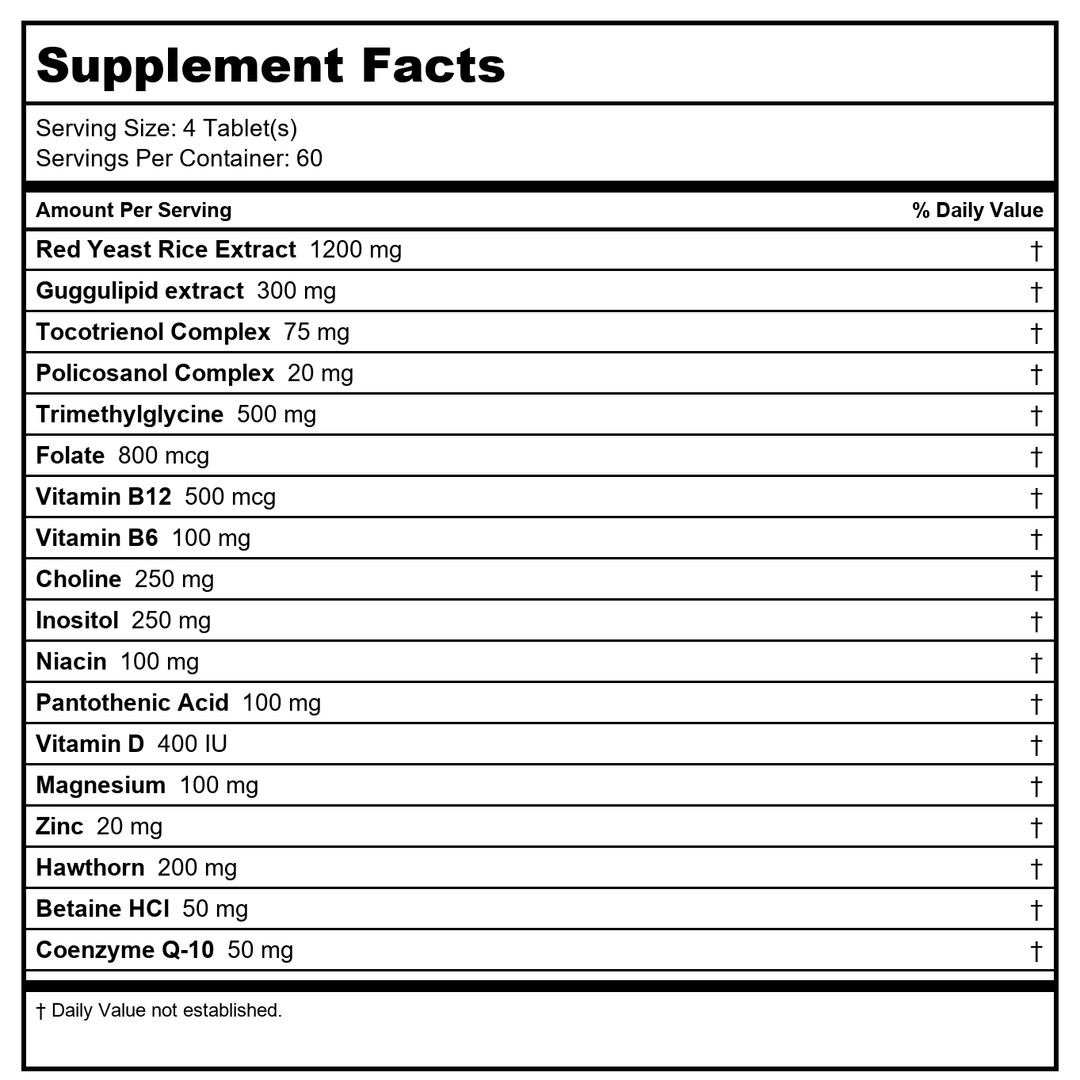 Biospec Cholesterol Complete 240 Tablets - Supplement Facts panel