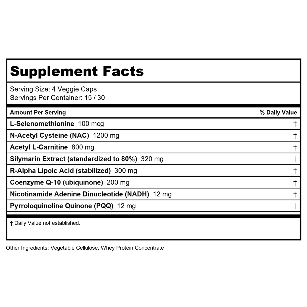 Biospec Nutritionals Mito-Detox III 60 Vcaps - Supplement Facts panel