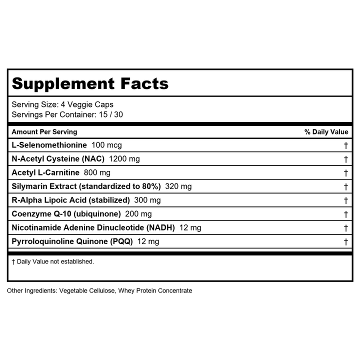 Biospec Nutritionals Mito-Detox III 60 Vcaps - Supplement Facts panel