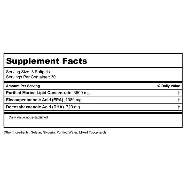 Biospec Nutritionals Super Omega-3 90 Softgels - Supplement Facts panel