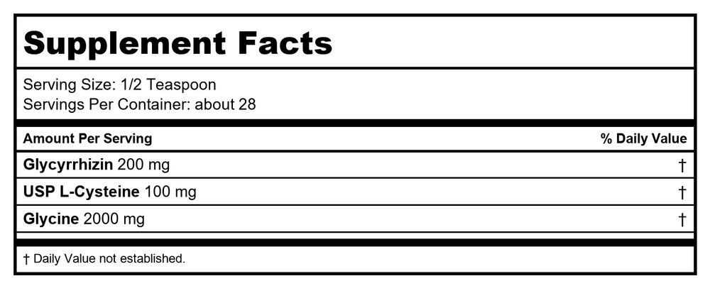 Bezwecken HepaGlycyrrhizic 4oz - Supplement Facts panel