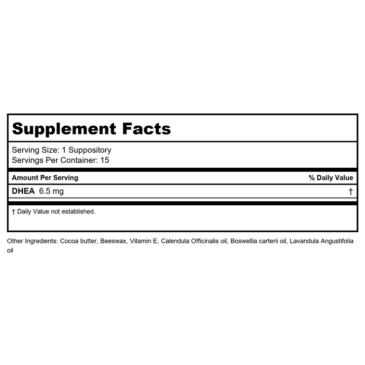 Bezwecken Renewed DHEA 15 Vaginal Suppositories - B07CLKWC93 - Supplement Facts panel