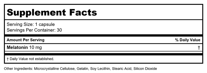Cardiovascular Research Oncotonin 10mg Liposomal Melatonin 30 Capsules - Supplement Facts panel