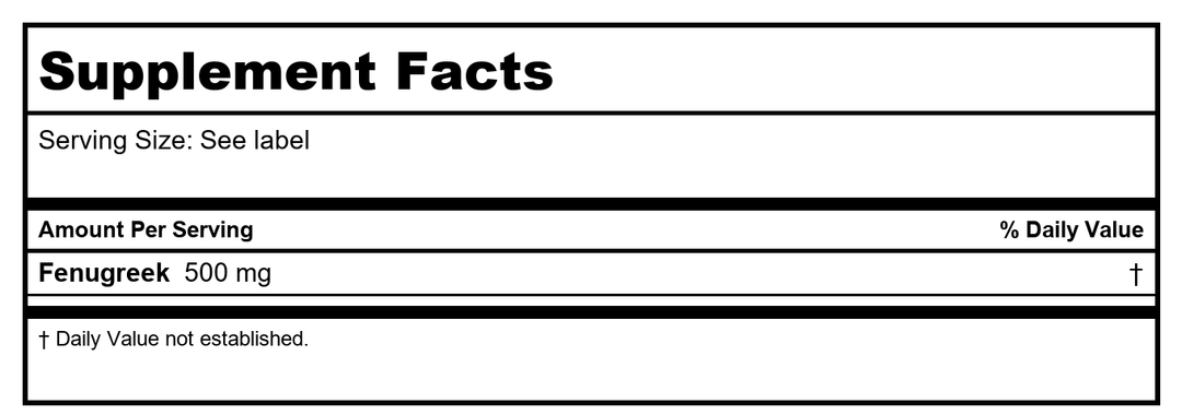 Now Foods Fenugreek 500 mg 100 Vcaps - 4677 - 2 Pack - Supplement Facts panel