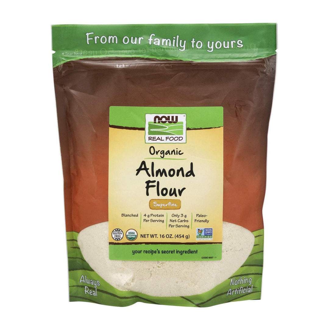 Now Real Food Organic Almond Flour 16oz - 6007 - Supplement Facts panel