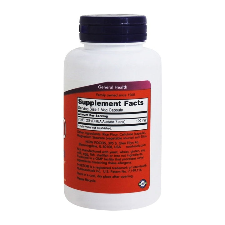 Now Foods 7-Keto 100mg 120 Vcaps - 3014 - Supplement Facts panel