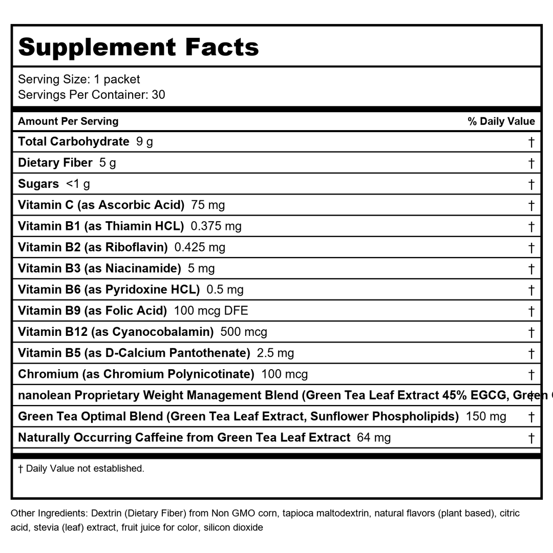 Biopharma Scientific NanoLean 30 Servings - Supplement Facts panel