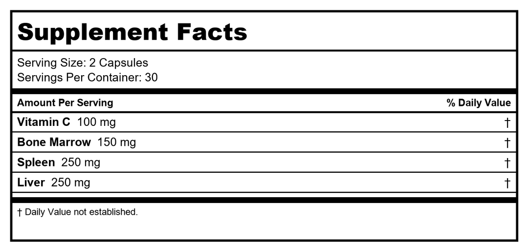 Ecological Formulas B Cell Formula 60 Capsules - Supplement Facts panel