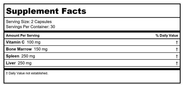 Ecological Formulas B Cell Formula 60 Capsules - Supplement Facts panel