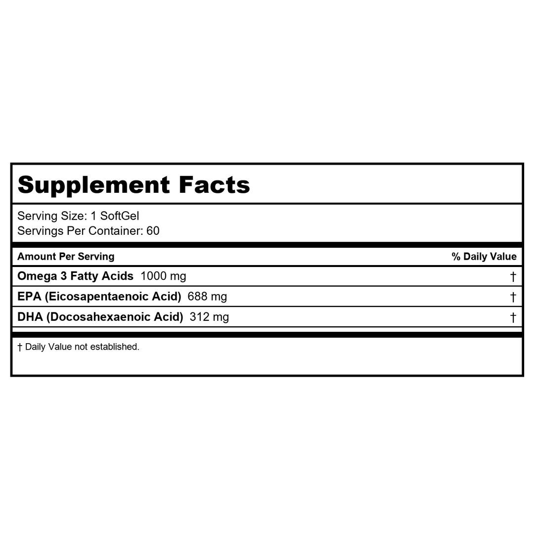 Ayush Herbs High Omega-3  60gels - 2 Pack - Supplement Facts panel