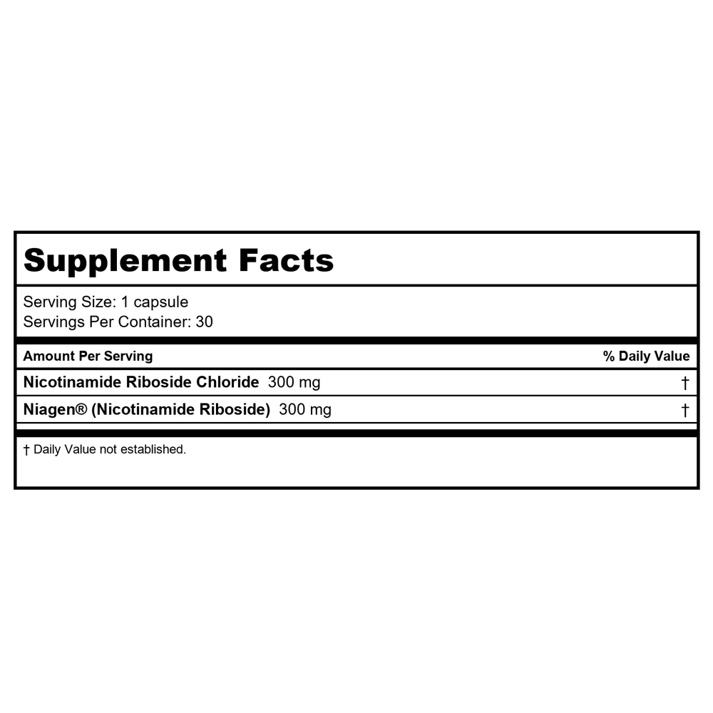 Tru Niagen Tru Niagen 300mg 30 Capsules - Supplement Facts panel