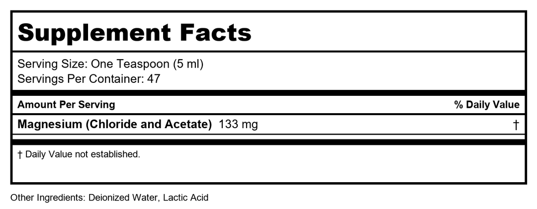 Cardiovascular Research / Ecological Research Magnesium Solution 8oz - Supplement Facts panel