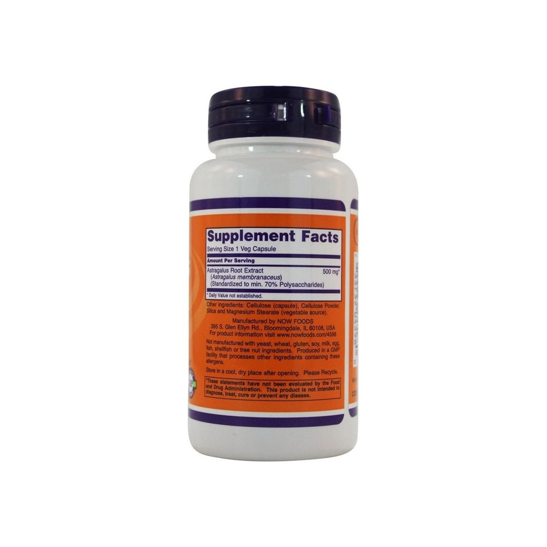Now Foods Astragalus Extract 500mg 90 Vcaps - 4598 - Supplement Facts panel
