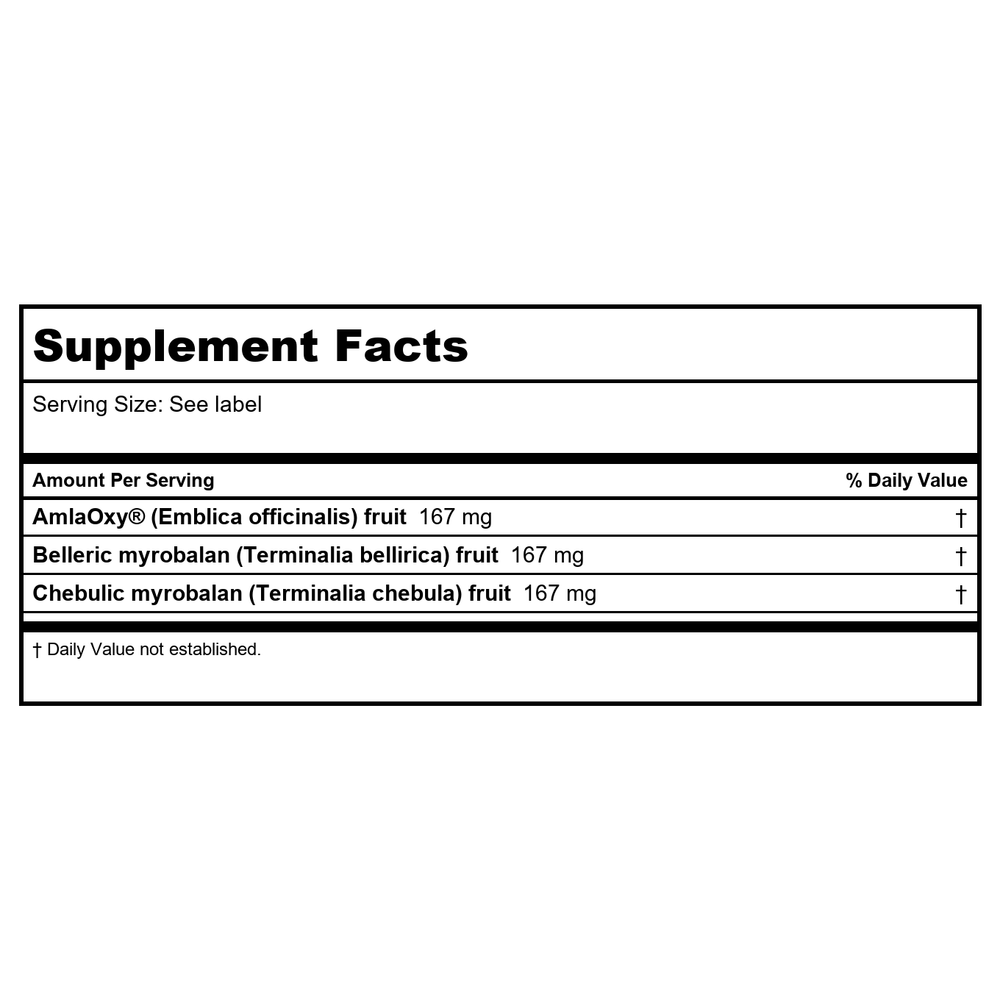 Ayush Herbs Trifal Digestive Support Pet 90 Tablets - Supplement Facts panel