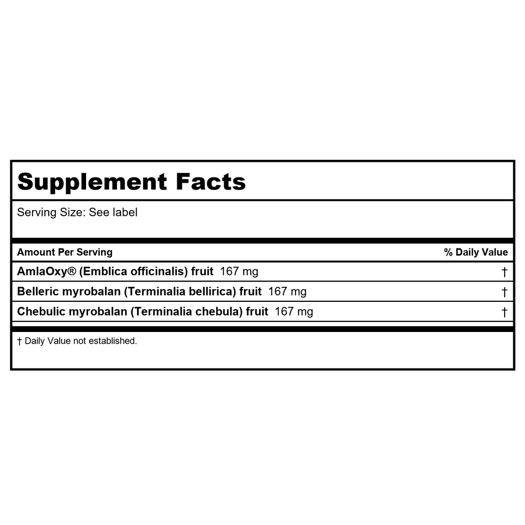 Ayush Herbs Trifal Digestive Support Pet 90 Tablets - Supplement Facts panel