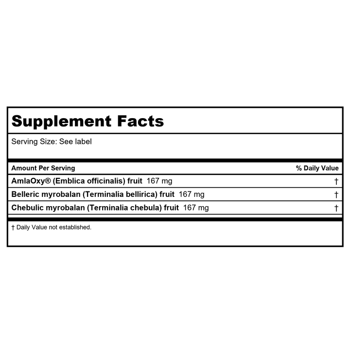 Ayush Herbs Trifal Digestive Support Pet 90 Tablets - Supplement Facts panel