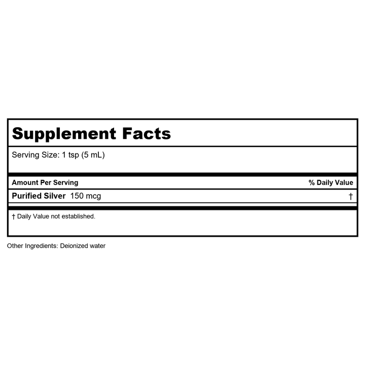 American Biotech Labs ASAP Health Max 30ppm SilverSol 16oz - Supplement Facts panel