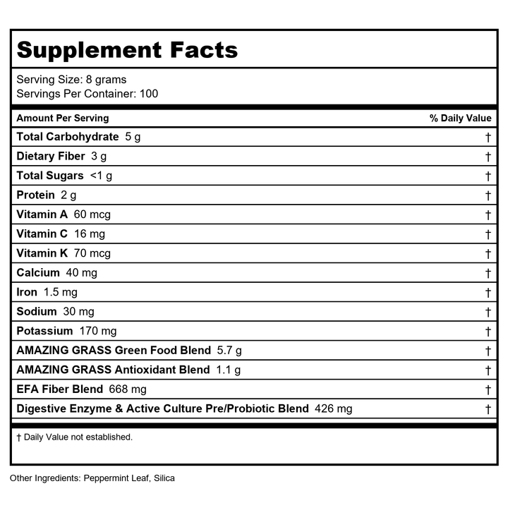 Amazing Grass Green Superfood Berry 100 Servings 800g - Supplement Facts panel