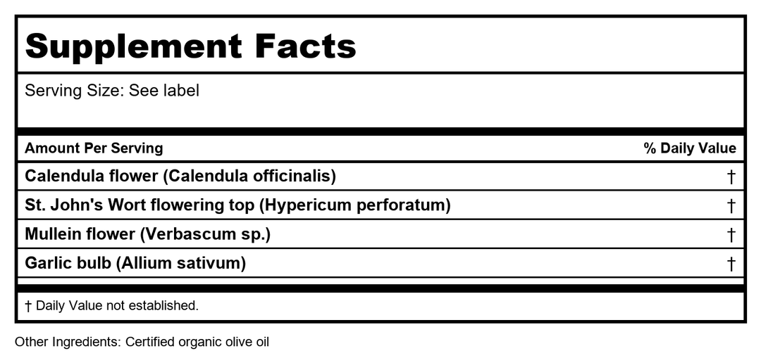Herb Pharm Mullein Garlic Oil 1oz - Supplement Facts panel