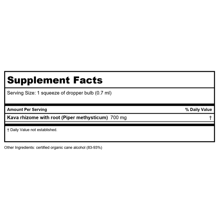 Herb Pharm Kava 1oz - Supplement Facts panel