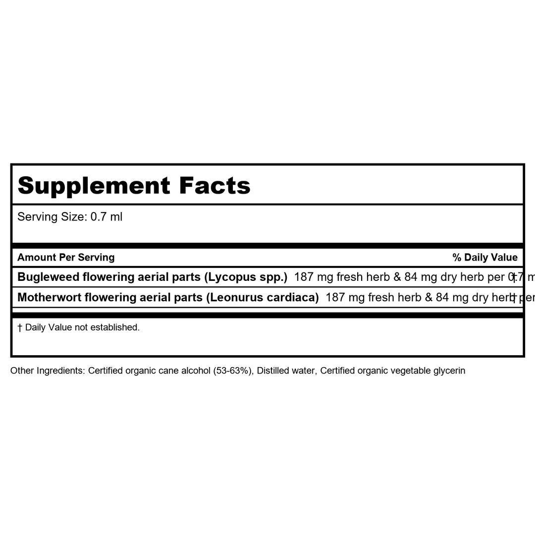 Herb Pharm Thyroid Calming 4oz - Supplement Facts panel