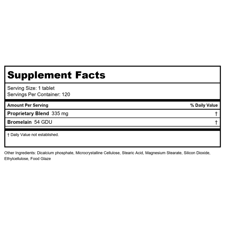 American Nutriceuticals Nutrizyme 450 Enteric Coated Tablets - Supplement Facts panel