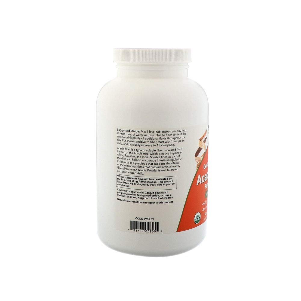 Now Foods Certified Organic Acacia Fiber Powder 12 Oz - 5905 - Supplement Facts panel