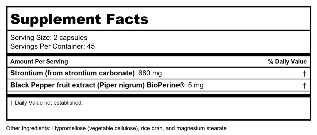 Health Concerns BioStrong 90 Capsules - Supplement Facts panel