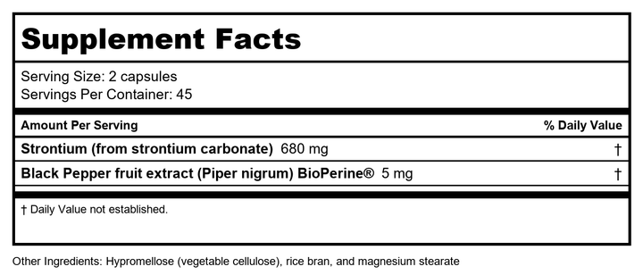 Health Concerns BioStrong 90 Capsules - Supplement Facts panel