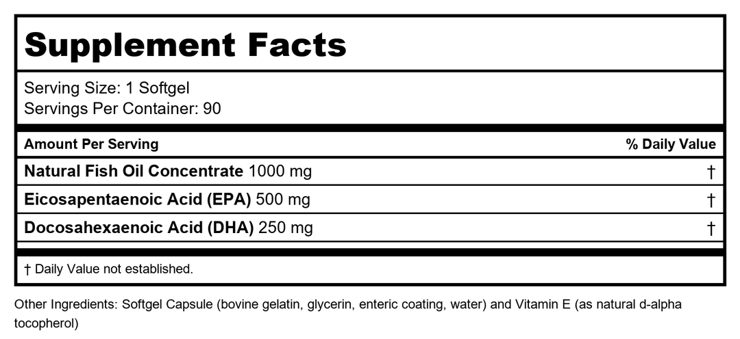 Protocol For Life Balance Molecularly Distilled Ultra Omega-3 500 EPA / 250 HPA 90 Softgels - Supplement Facts panel