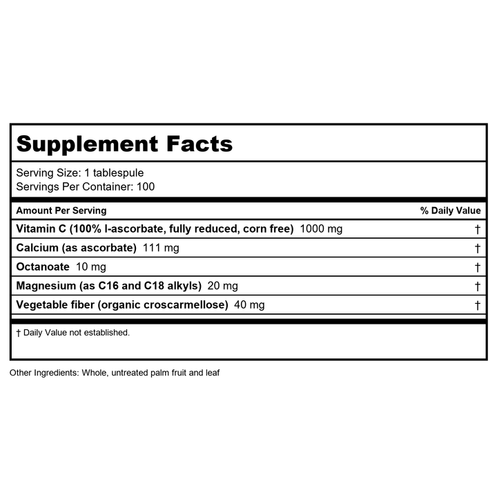 Perque Potent C Guard Powder 16 Ounce - Supplement Facts panel