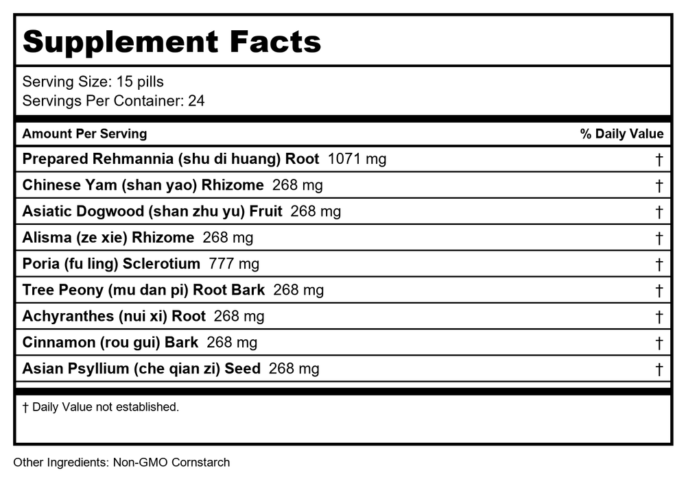 Nuherbs Herbal Times Pe Min Gan Wan 360 Pills - Supplement Facts panel