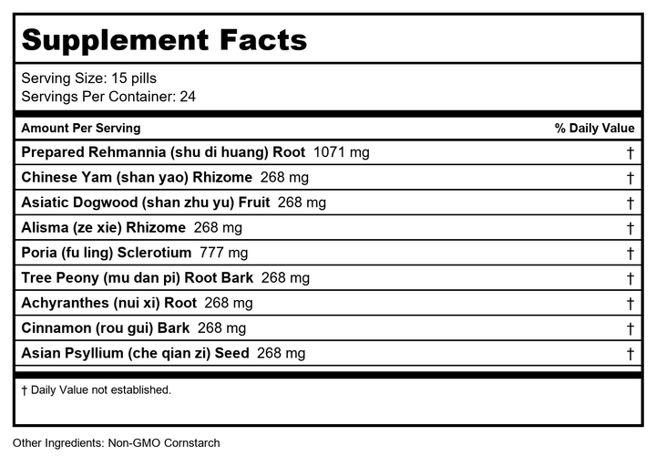 Nuherbs Herbal Times Pe Min Gan Wan 360 Pills - Supplement Facts panel