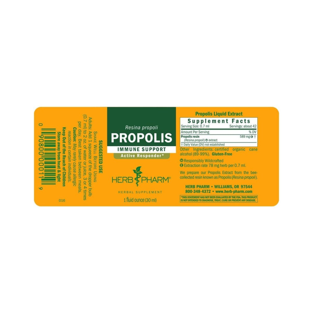 Herb Pharm Propolis 1 oz - Supplement Facts panel