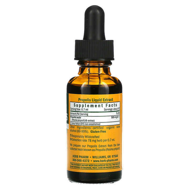 Herb Pharm Propolis 1oz - 12 Pack - Supplement Facts panel