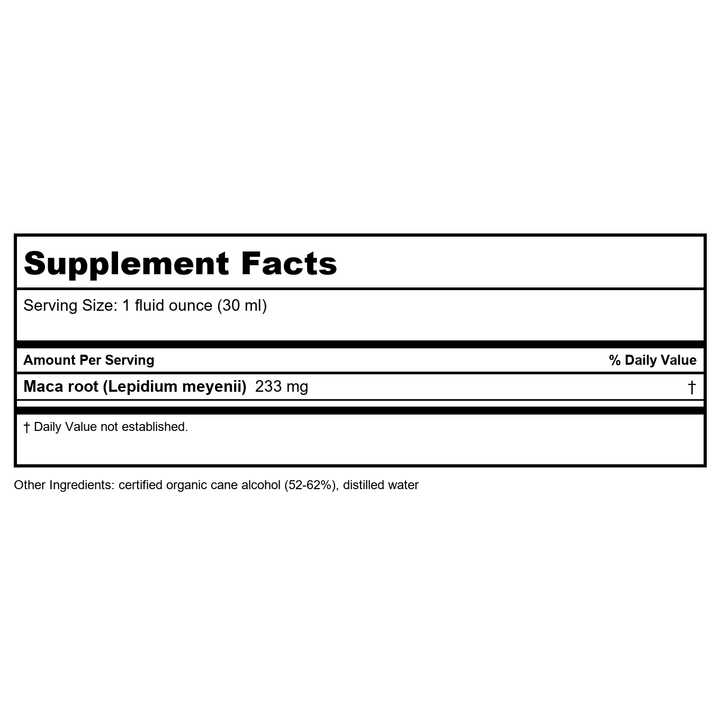 Herb Pharm MACA 4oz - - Supplement Facts panel