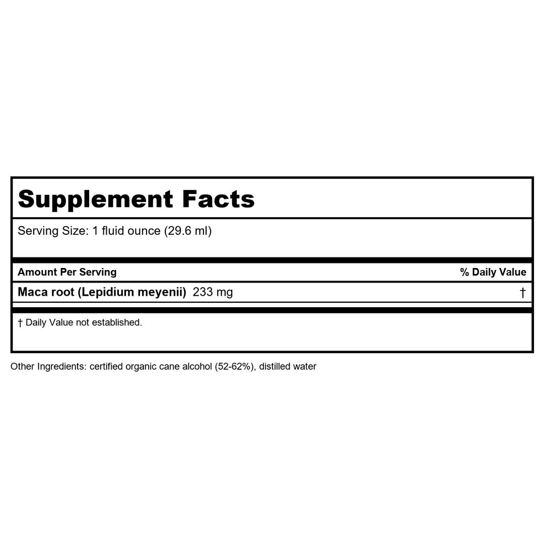 Herb Pharm MACA 1oz - Supplement Facts panel