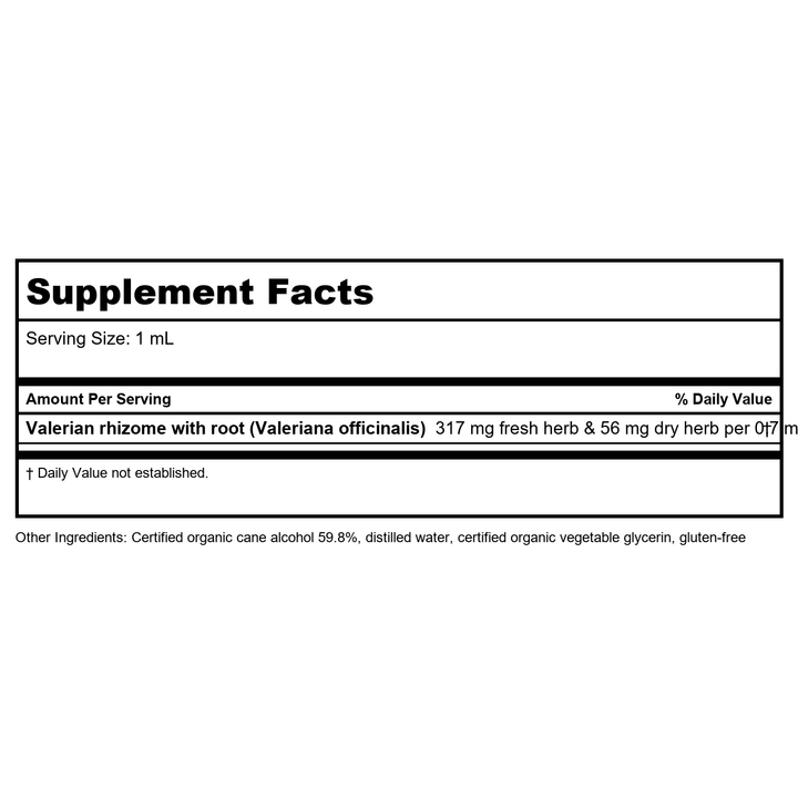 Herb Pharm Relaxing Sleep 1oz - Supplement Facts panel