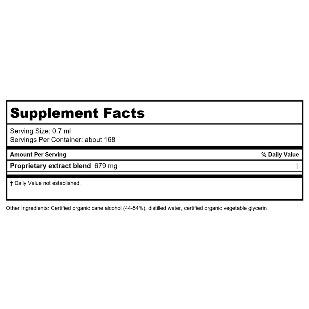 Herb Pharm Stress Manager 1oz - Supplement Facts panel