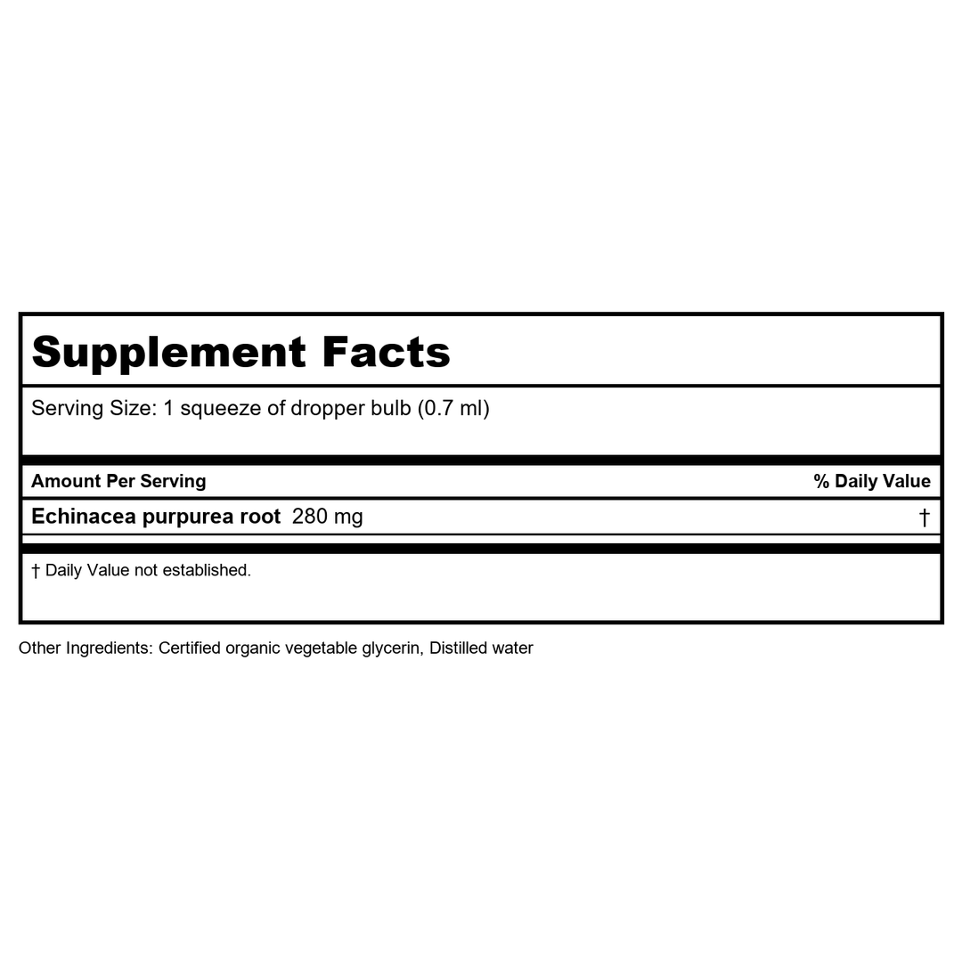 Herb Pharm Echinacea Alcohol Free 1oz - Supplement Facts panel