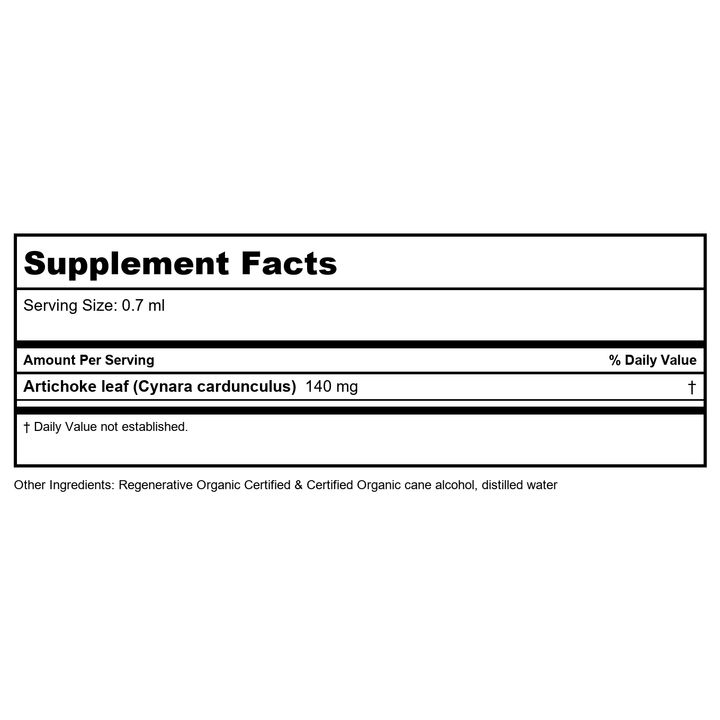 Herb Pharm Artichoke 4oz - Supplement Facts panel