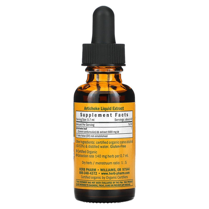 Herb Pharm Artichoke 1oz - Supplement Facts panel