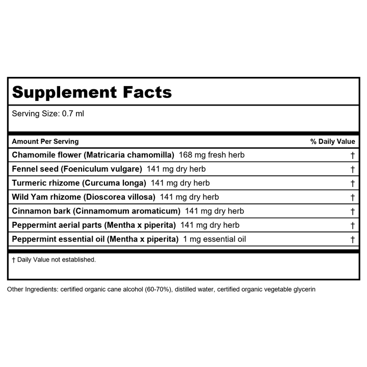 Herb Pharm Intestinal Soother 1oz - Supplement Facts panel