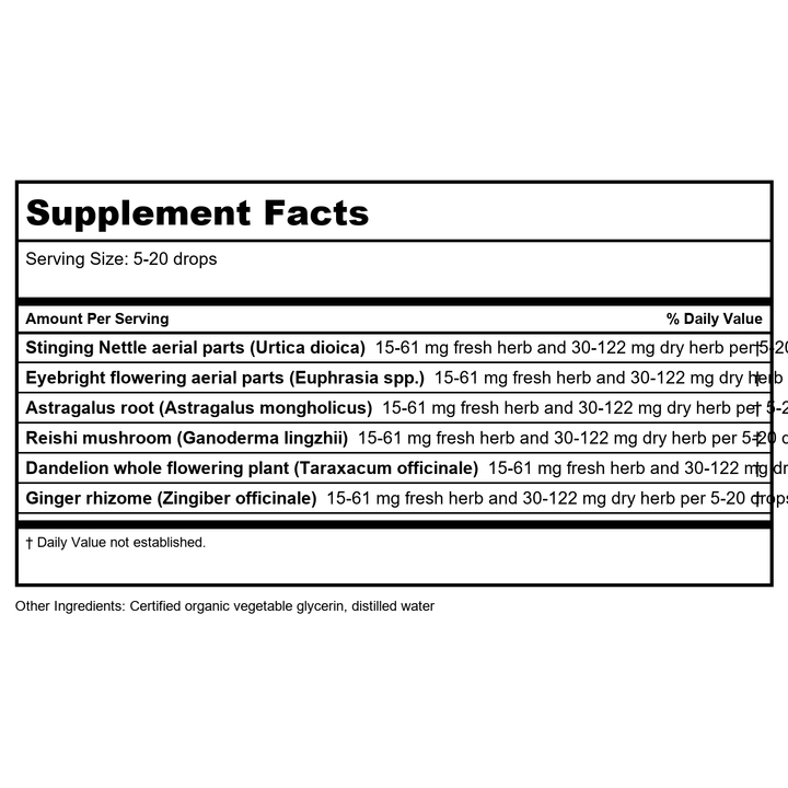 Herb Pharm Kids Sinus Samurai 1oz - Supplement Facts panel