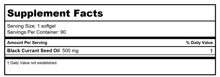 Cardiovascular Research Black Currant Seed Oil 90 Softgels - Supplement Facts panel